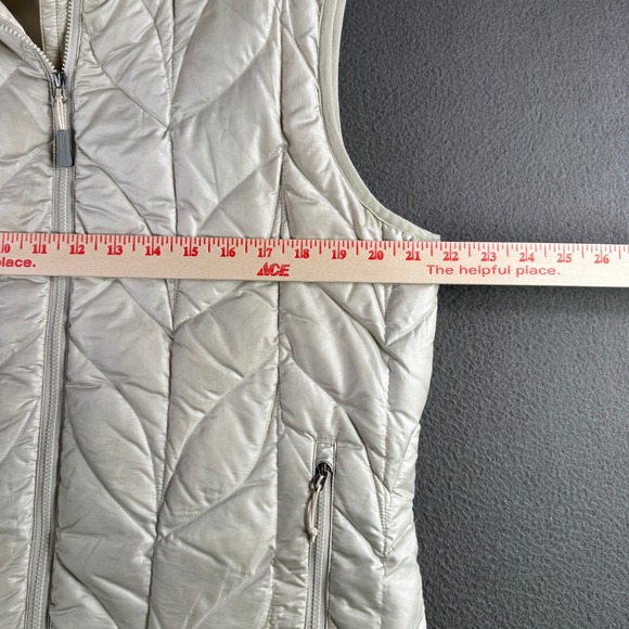 Eddie Bauer Down Puffer Vest Women L Hooded Insulated Down Blend Ivory Winter - Picture 4 of 10